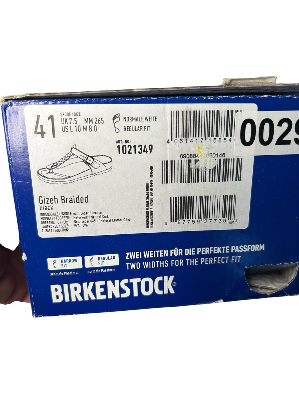 Birkenstock Women’s 41/10 Gizeh Braided Thong Sandal New In Box Leather Black - Picture 7 of 7